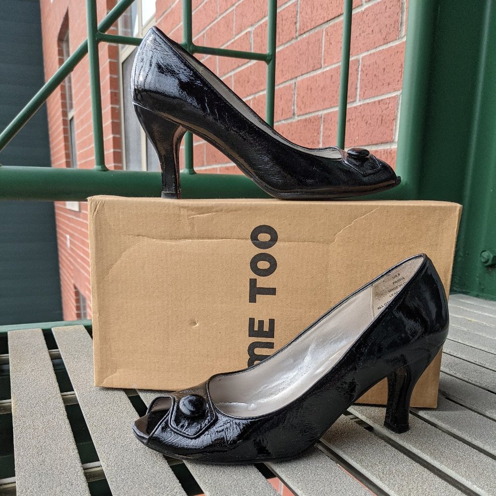 Me Too "Pasha" Patent Leather Peep-toe 1-Btn Pump